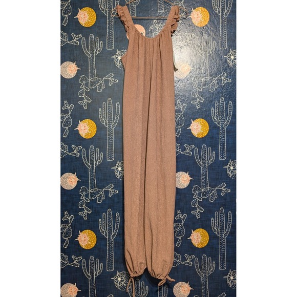 NEW Three Bird Nest Bliss Wildflower Ruffle Jumpsuit Mauve Brown Women's Small - Picture 3 of 11